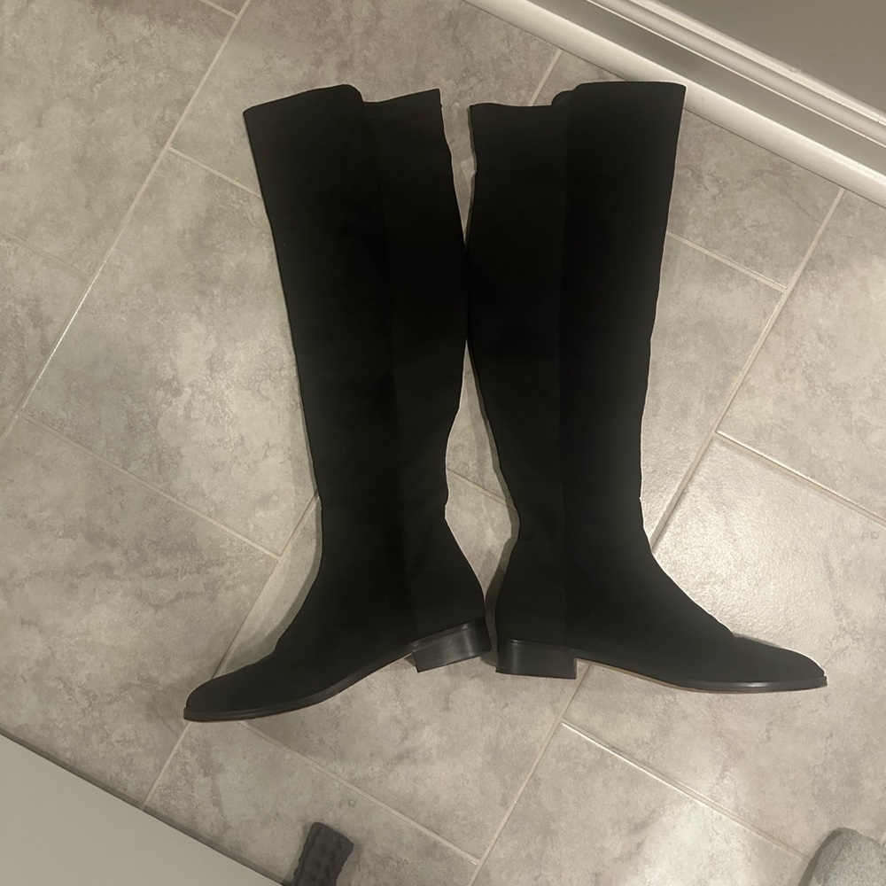 J. Crew Black Over the Knee Boots with Block Heel